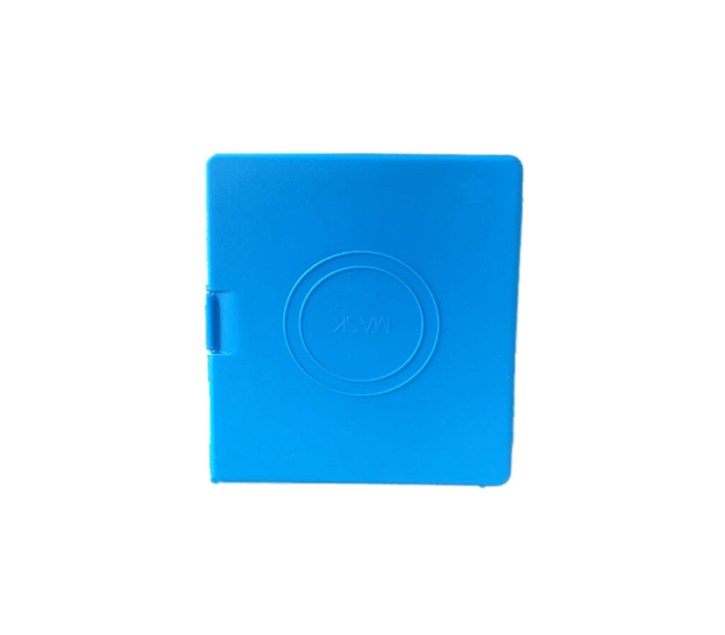Caja Porta Mascarillas Individual en color azul sobre fondo blanco