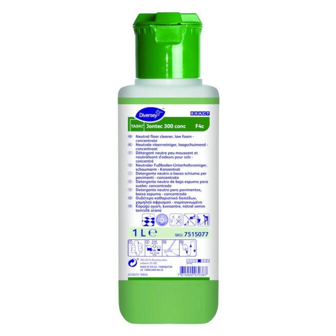 Detergente neutro para suelos TASKI Jontec 300 Conc: Limpiador eficiente para suelos resistentes al agua